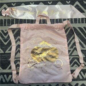 Bibbidi Bobbidi Boutique Disney Pink & Gold Drawstring Bag & Best Day Ever Sash
